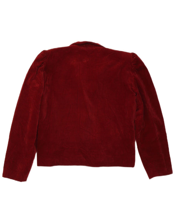 Jaqueta blazer feminina vintage de veludo com peito duplo Reino Unido 12 vermelho médio anos 80