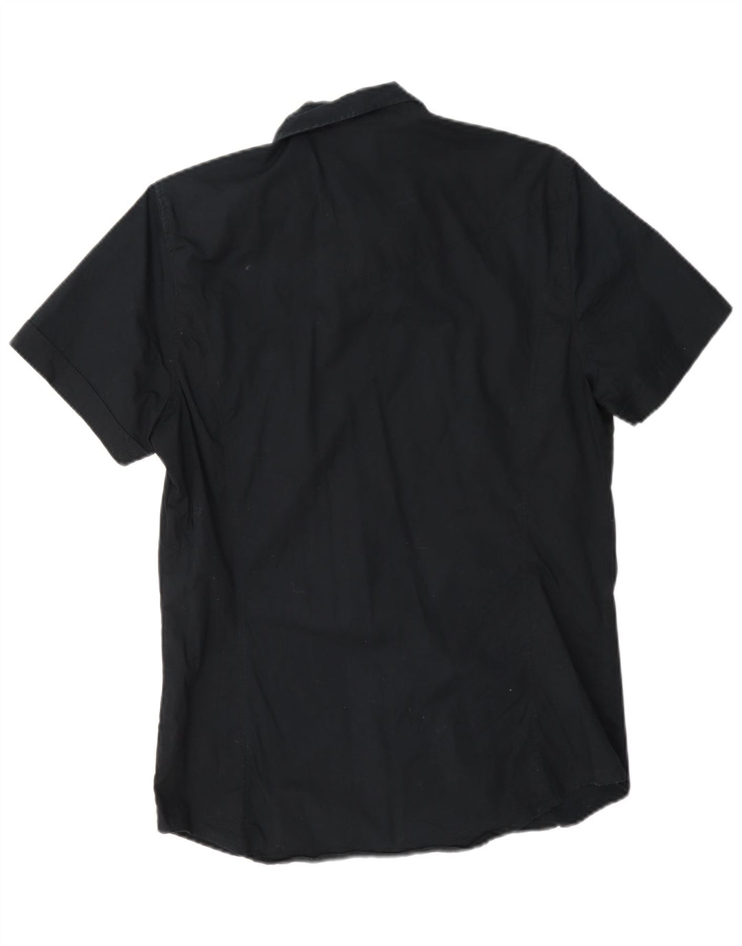 Camisa masculina de manga curta Benetton grande algodão azul marinho
