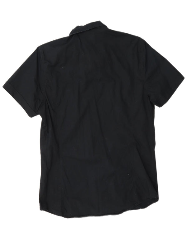 Camisa masculina de manga curta Benetton grande algodão azul marinho