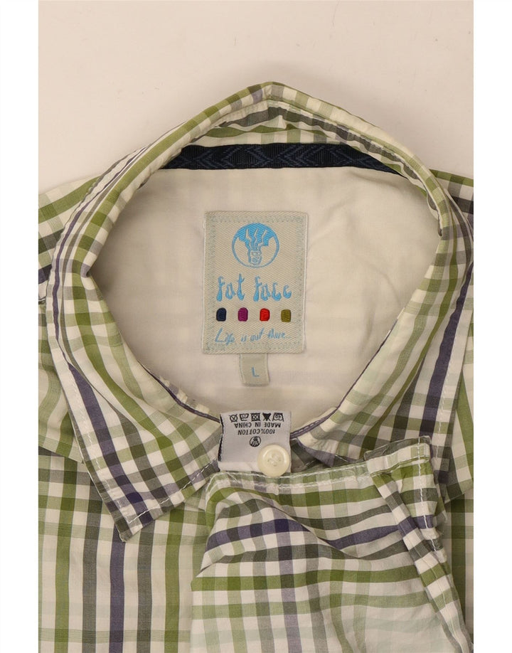 Camisa masculina de manga curta FAT FACE grande algodão xadrez verde