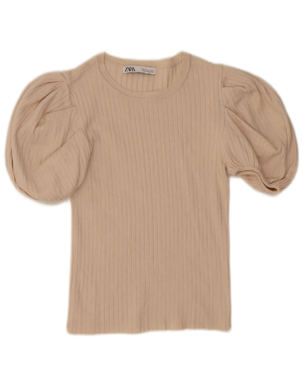 Blusa cropped feminina Zara UK 12 médio off white viscose