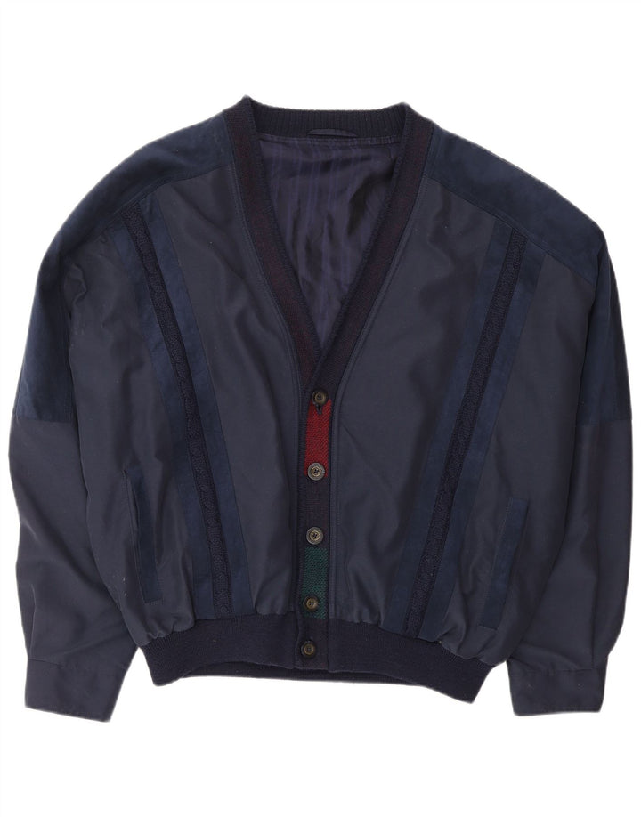 Jaqueta bomber masculina VINTAGE UK 42 XL poliéster azul marinho