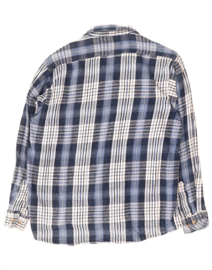 Camisa masculina de flanela VINTAGE grande algodão xadrez azul