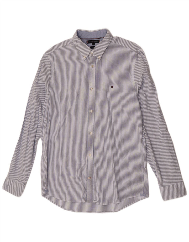 Camisa masculina Tommy Hilfiger Slim Fit XL listrada azul de algodão