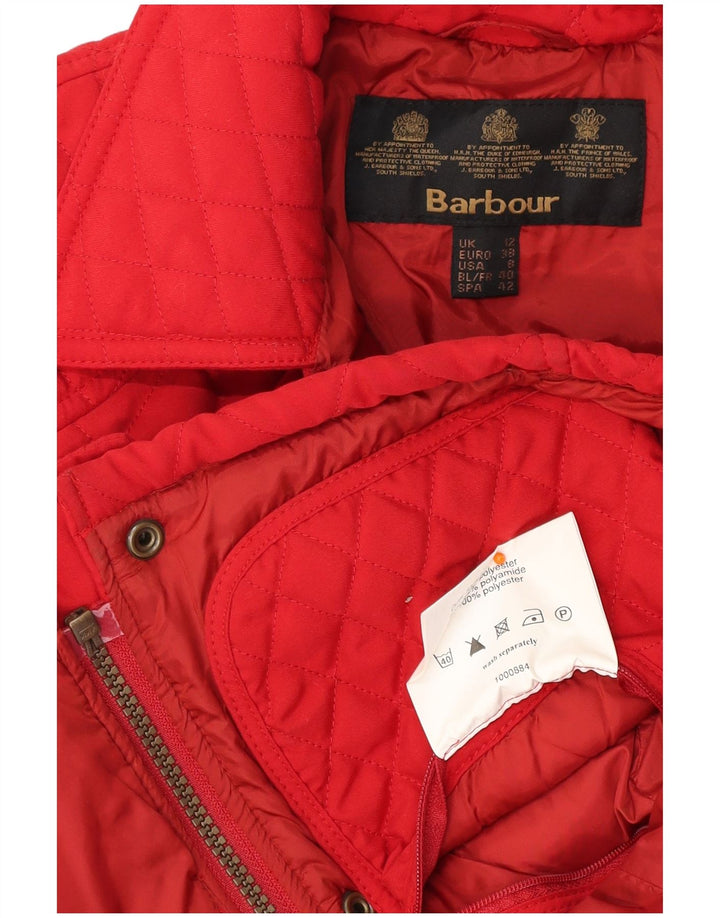 Colete acolchoado feminino BARBOUR UK 12 poliéster vermelho médio