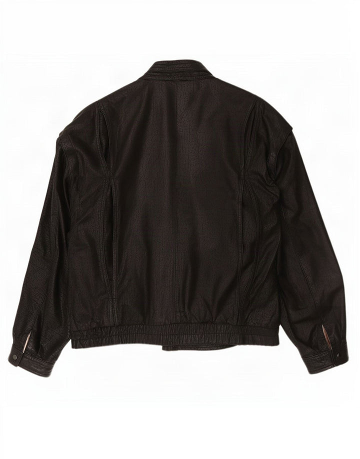 Jaqueta de couro masculina vintage IT 52 XL preta