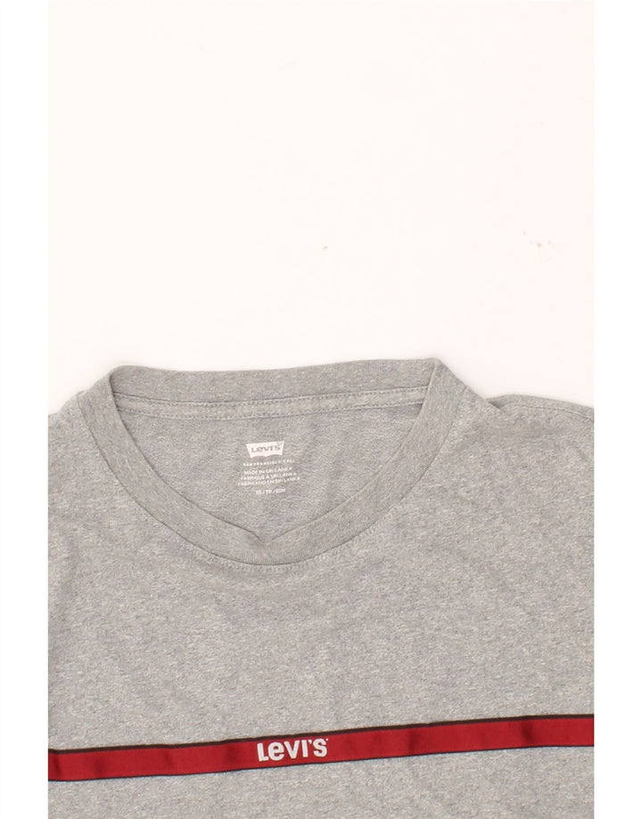 LEVI'S Womens Oversized Crop T-Shirt Top UK 6 XS Grey Cotton Vintage Levi's and Second-Hand Levi's from Messina Hembry 