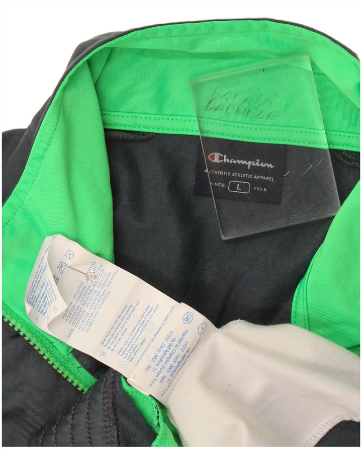 Jaqueta masculina de agasalho Champion grande cinza colorblock poliéster