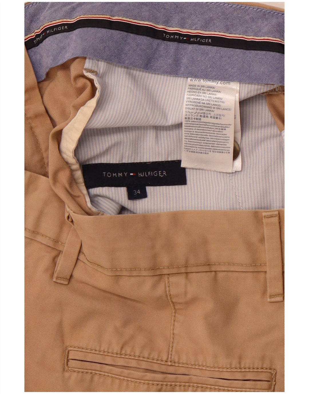 TOMMY HILFIGER Masculino Chino Shorts W34 Grande Algodão Bege