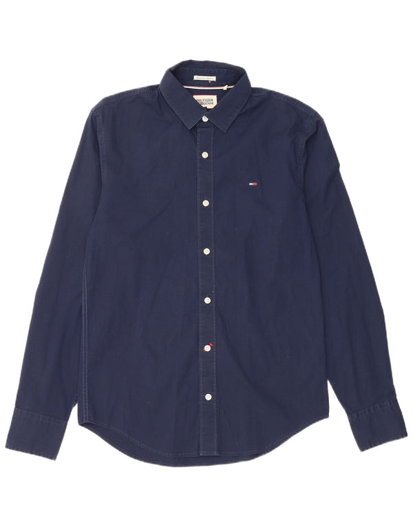 Camisa masculina TOMMY HILFIGER médio algodão azul marinho