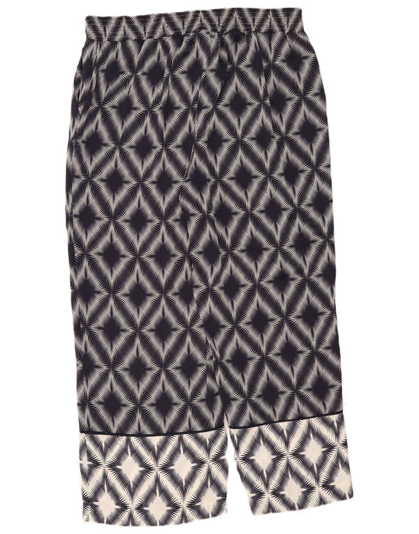 Calça feminina Marks & Spencer UK 18 XL W36 L30 azul marinho geométrica
