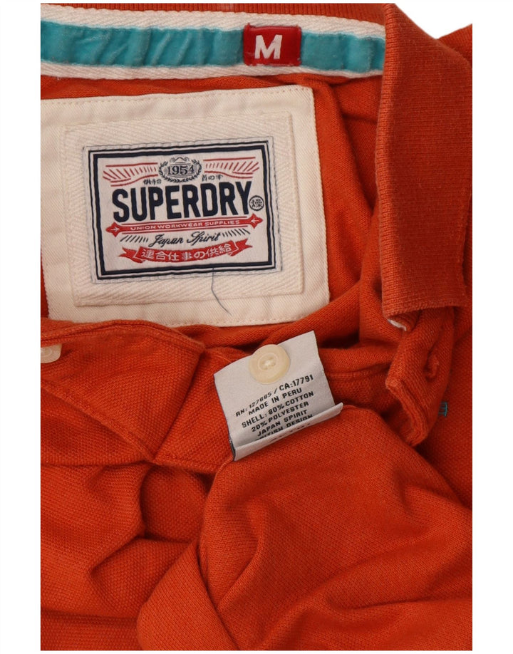 Camisa polo masculina SUPERDRY alta de algodão laranja médio