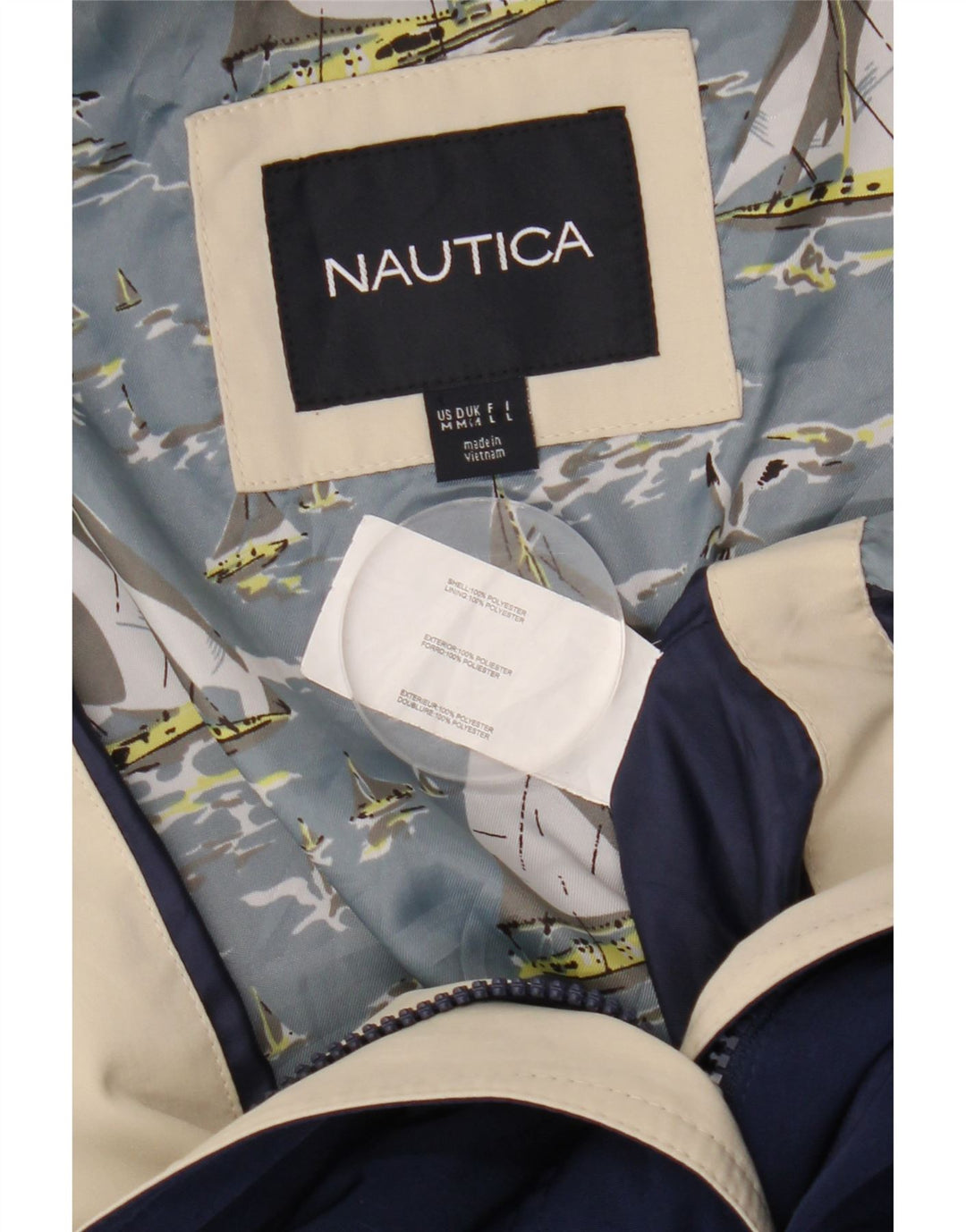 Jaqueta corta-vento feminina Nautica com capuz Reino Unido 14 poliéster azul marinho médio