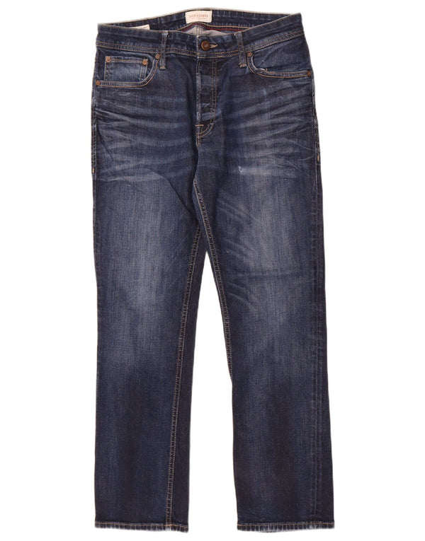 Jack & Jones Mens Clark Straight Jeans W32 L30 Azul Algodão