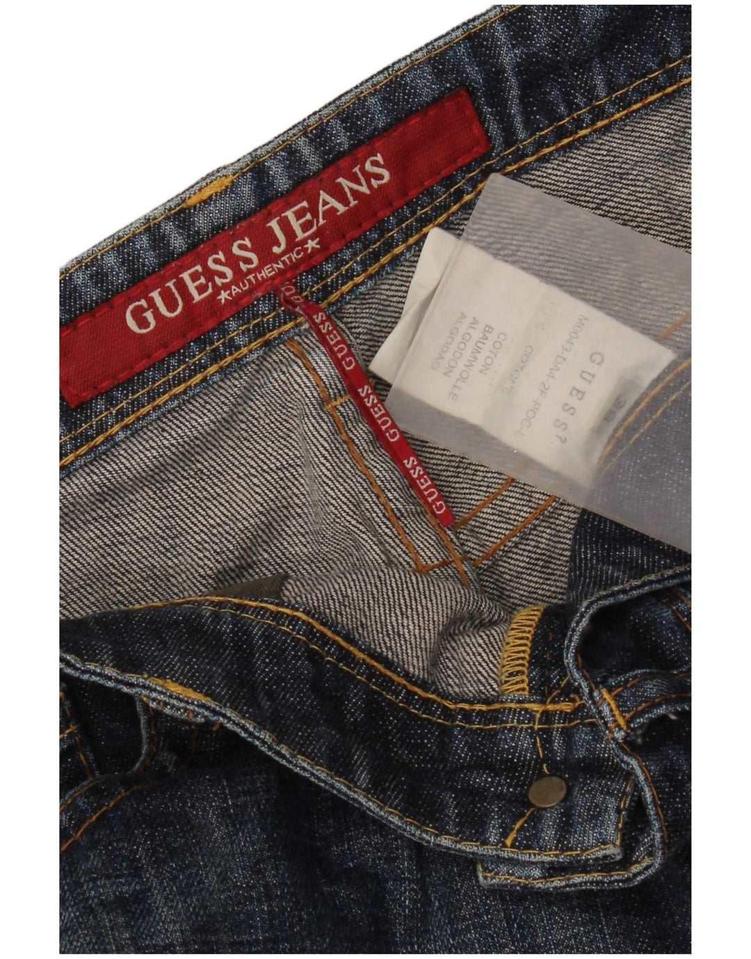 Guess Mens Straight Jeans W38 L34 Azul Algodão