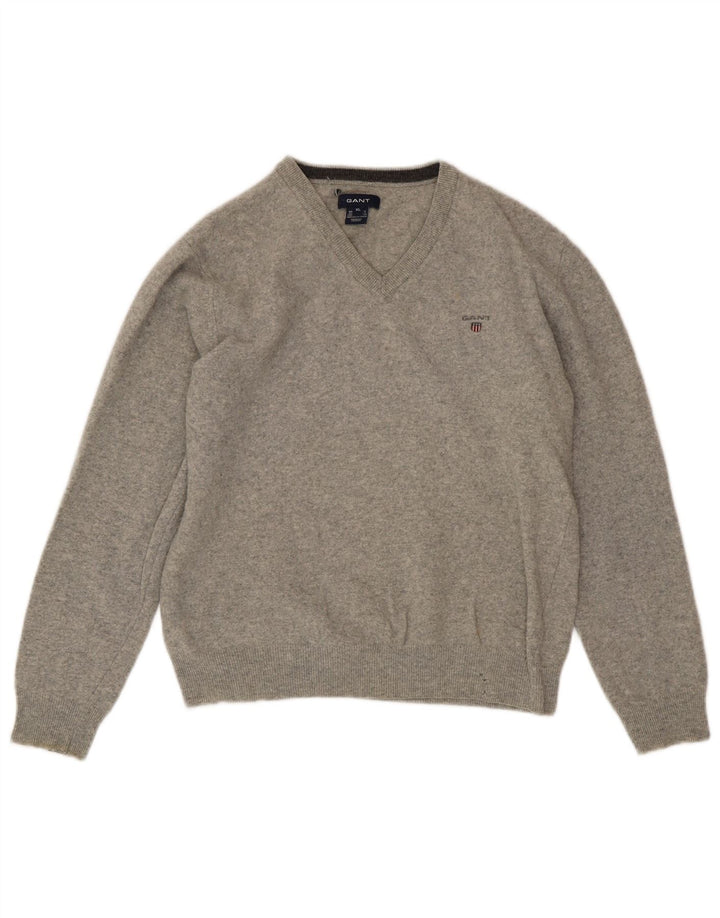 Suéter feminino Gant com decote em V Reino Unido 18 XL lã cinza
