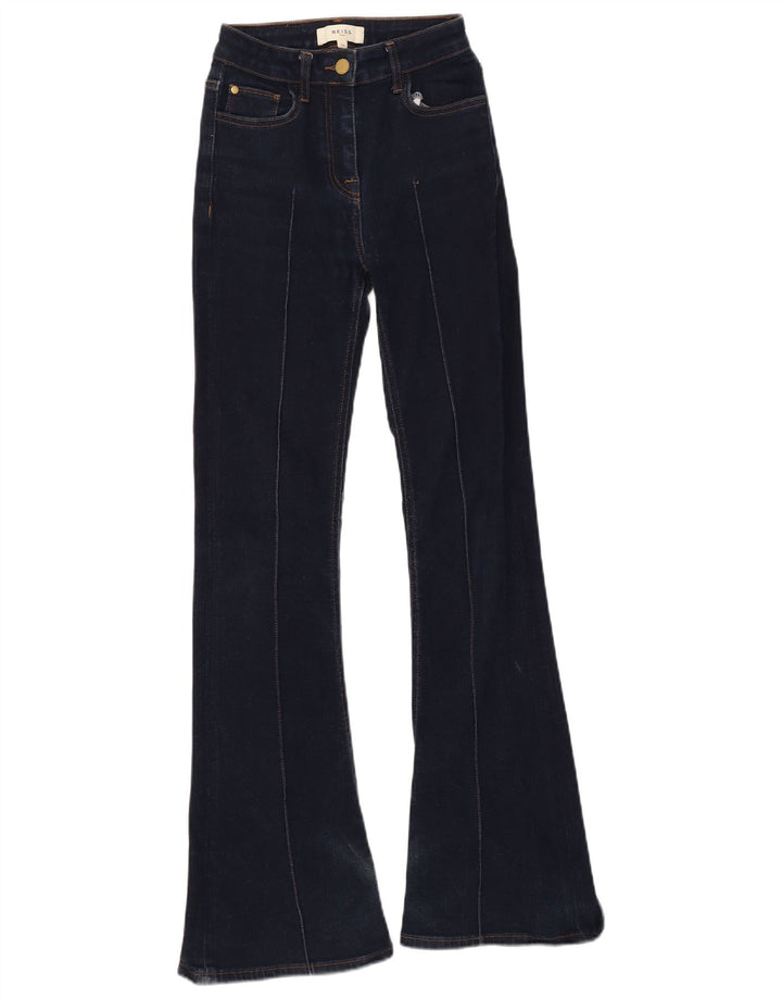 Jeans feminino Reiss Flared W25 L31 algodão azul marinho