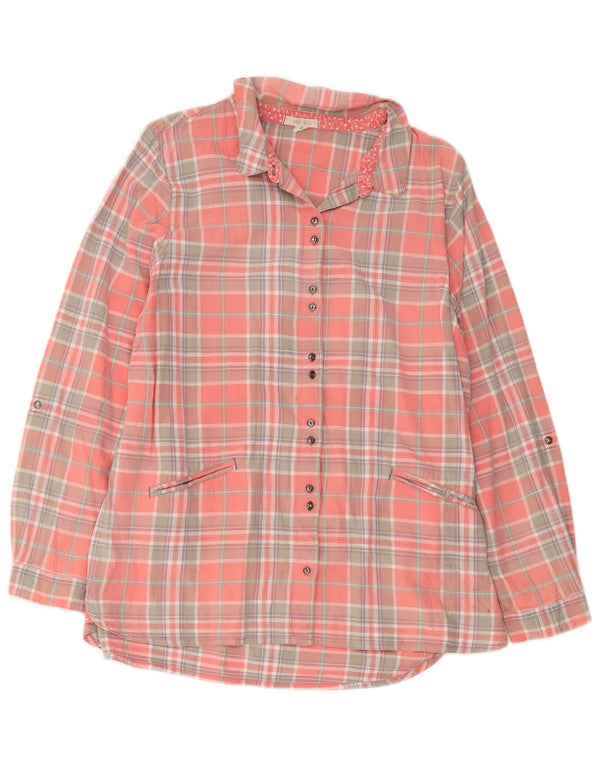 Camisa feminina White Stuff UK 16 grande algodão xadrez rosa