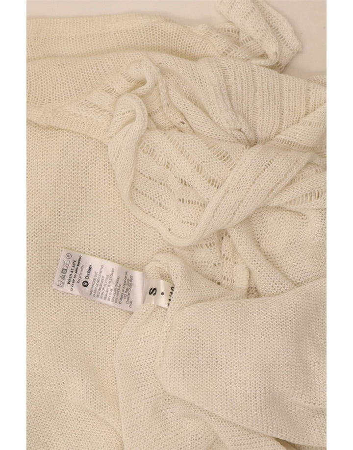 Cardigã feminino Marks & Spencer com babados na frente aberto Reino Unido 16 grande branco