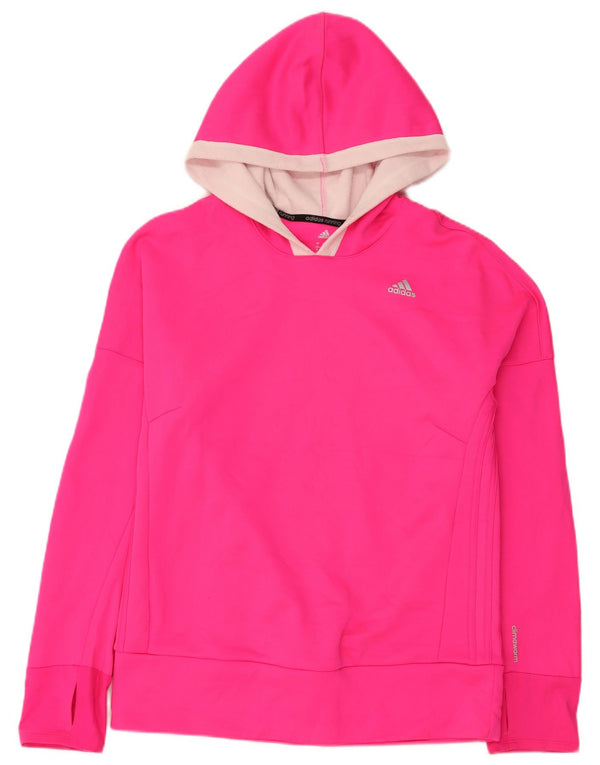 Adidas Feminino Climawarm Hoodie Jumper UK 16/18 Grande Rosa Poliéster