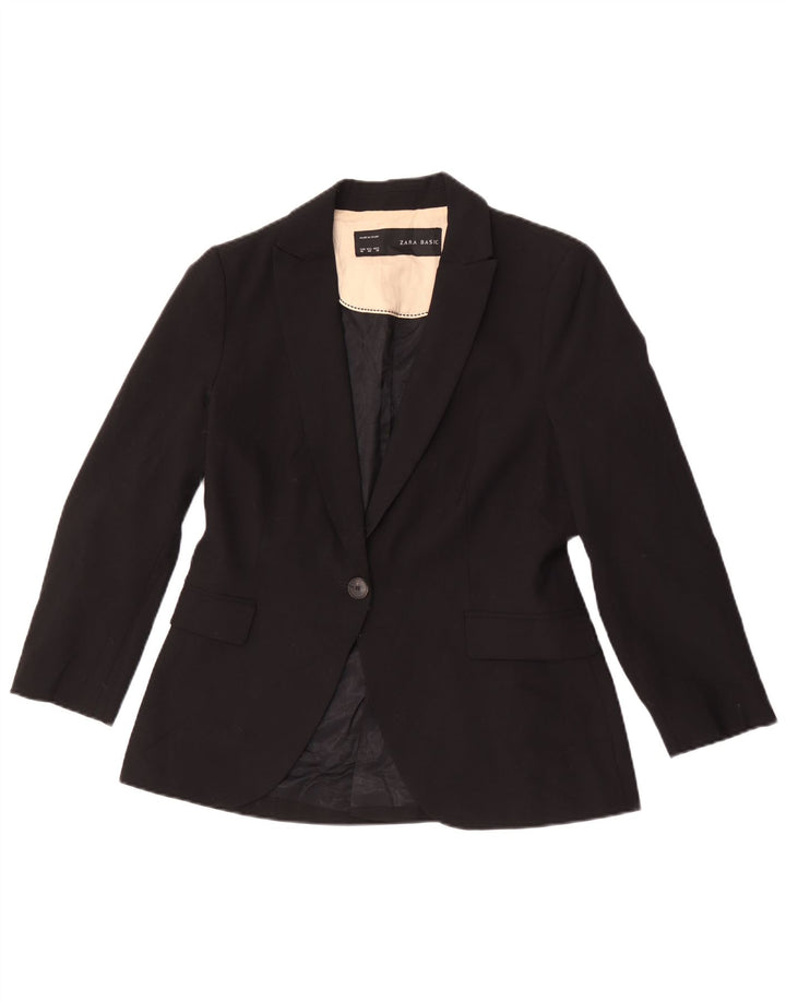 Jaqueta blazer feminina Zara com 1 botão EU 40 poliéster preto médio