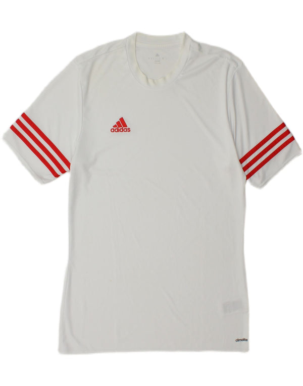 Adidas Mens Climalite Camiseta Top Médio Poliéster Branco
