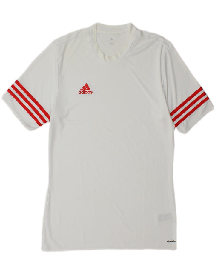 Adidas Mens Climalite Camiseta Top Médio Poliéster Branco