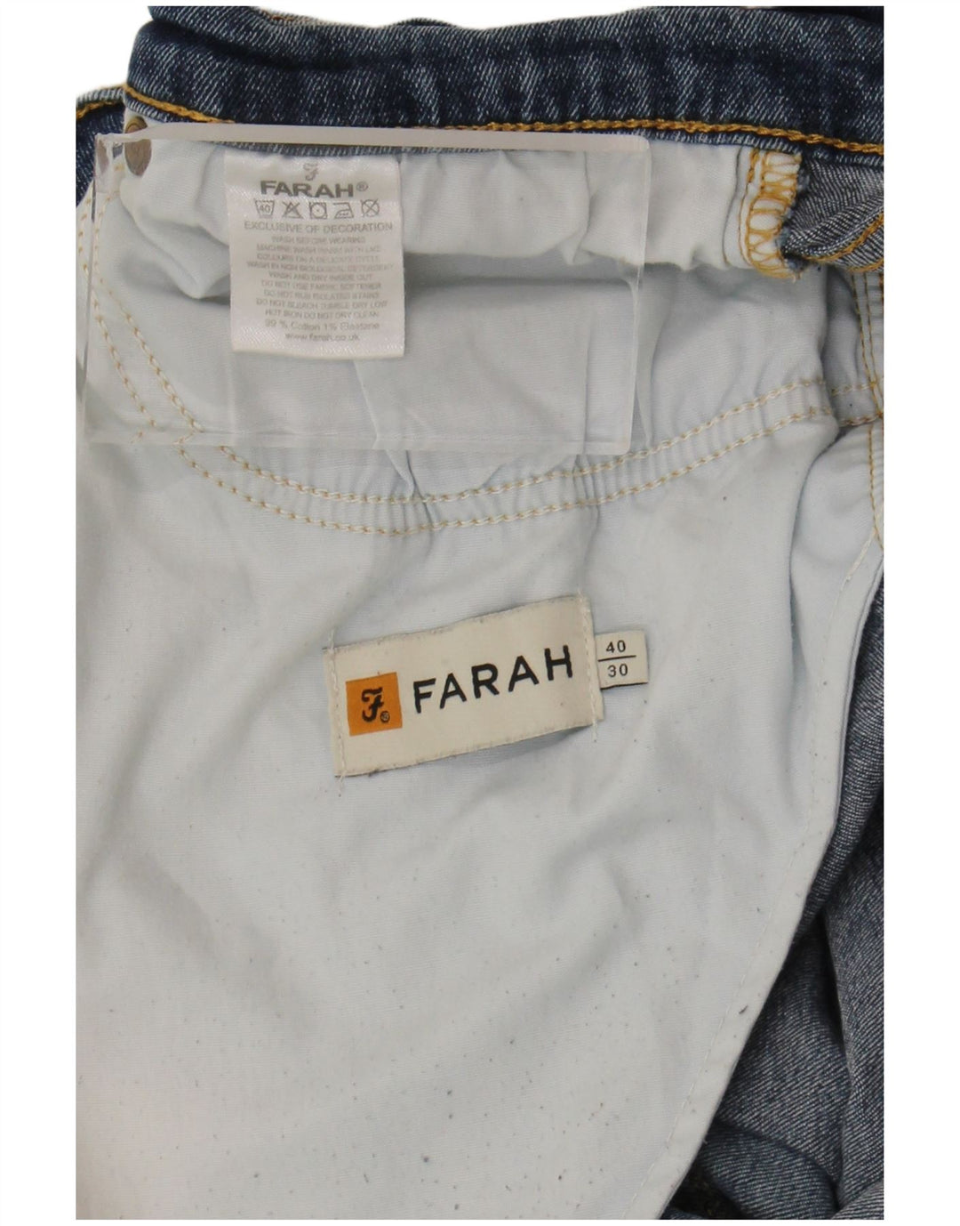 Farah Mens Slim Jeans W40 L30 Azul Algodão