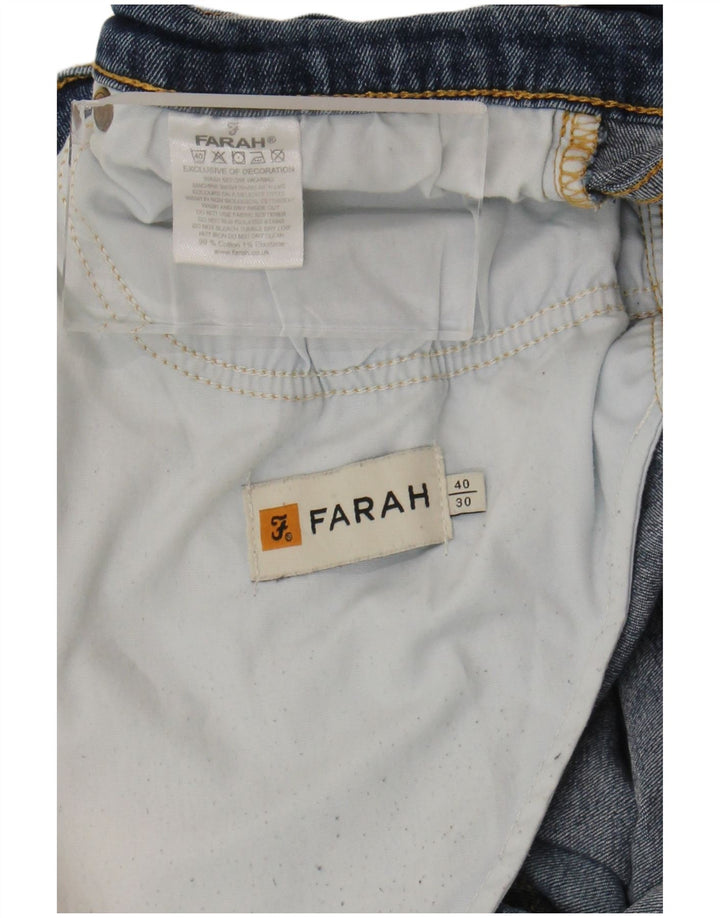 Farah Mens Slim Jeans W40 L30 Azul Algodão