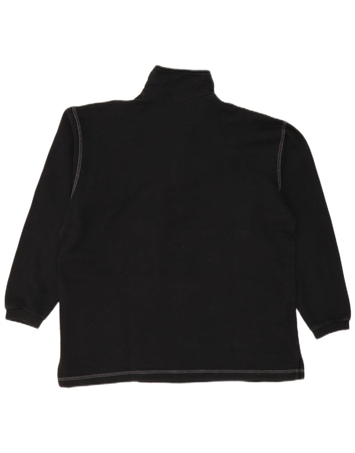 CHAMPION Suéter masculino com zíper e gola grande de algodão preto