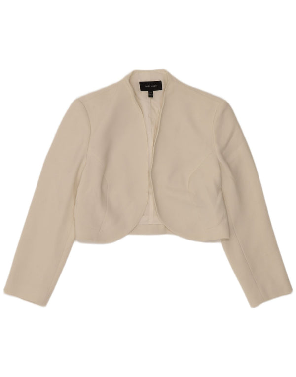 Jaqueta Bolero aberta feminina Karen Millen Reino Unido 10 acetato branco pequeno