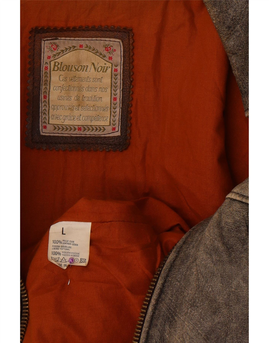 Jaqueta de couro masculina vintage UK 40 couro cinza grande