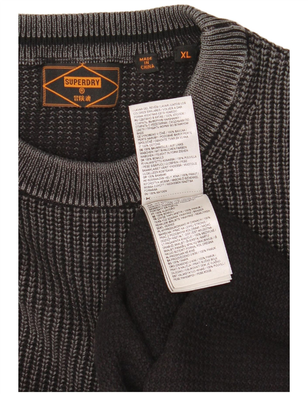 Suéter masculino Superdry com gola redonda XL algodão cinza