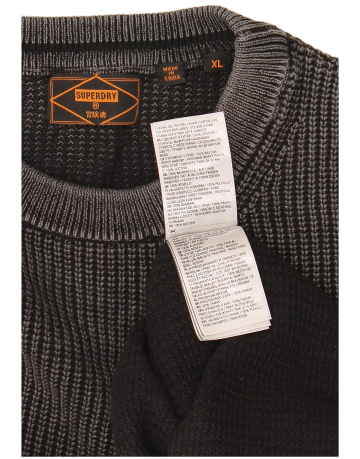 Suéter masculino Superdry com gola redonda XL algodão cinza