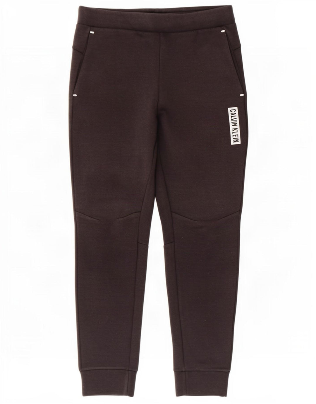 Calça de treino masculina Calvin Klein com estampa gráfica e corrida pequena cinza poliéster