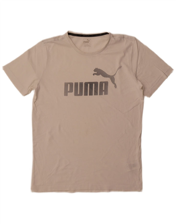 Puma Mens Graphic T-Shirt Top Médio Algodão Branco