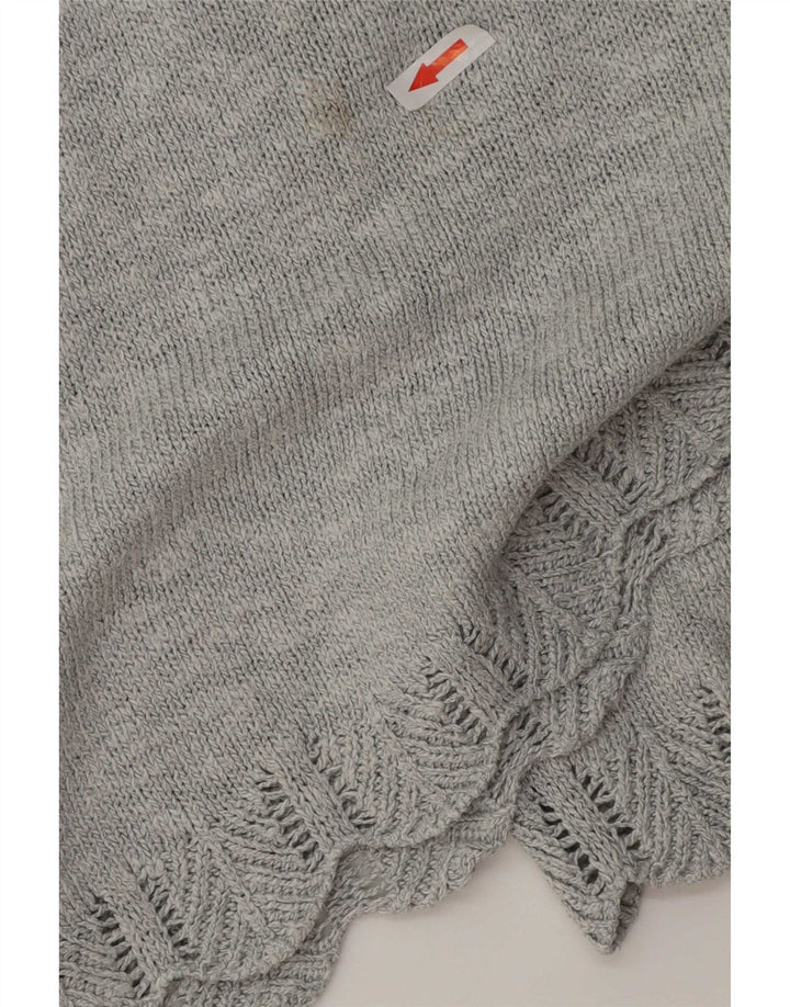 Suéter feminino Marks & Spencer de popeline com decote em V Reino Unido 16 grande cinza
