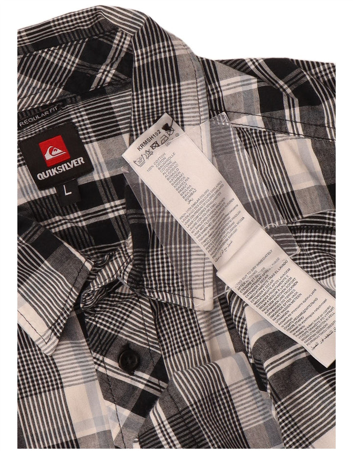 Camisa masculina de manga curta Quiksilver grande algodão xadrez preto