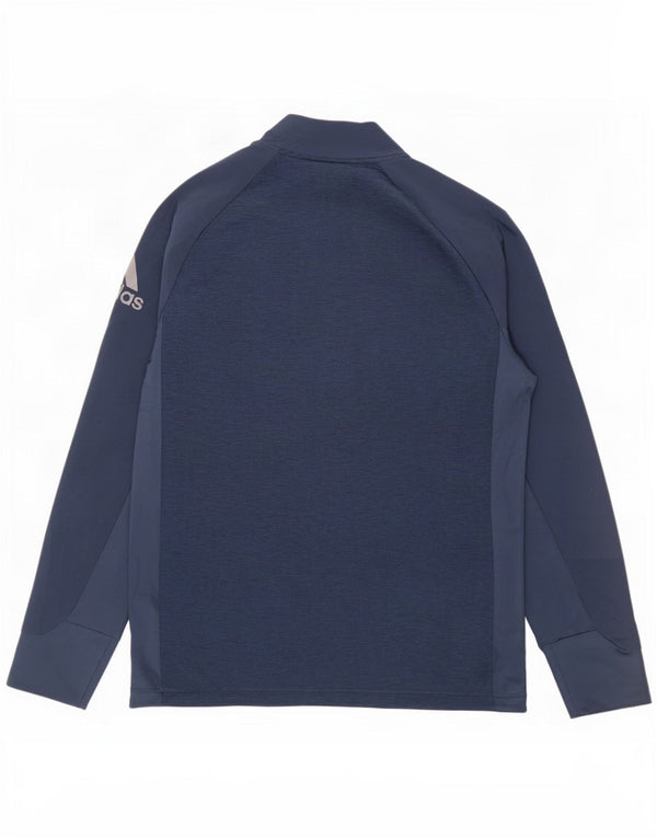 Adidas Mens Graphic Pullover Treino Top Médio Azul Marinho Colorblock