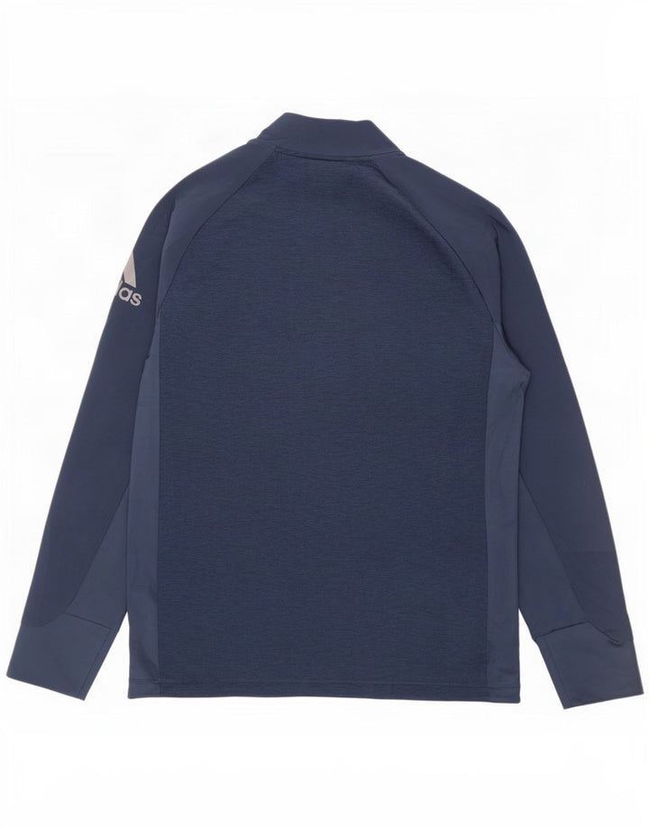 Adidas Mens Graphic Pullover Treino Top Médio Azul Marinho Colorblock