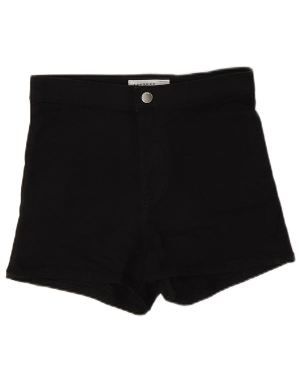 Topshop Womens Joni Denim Shorts Reino Unido 12 Médio W28 Algodão Preto