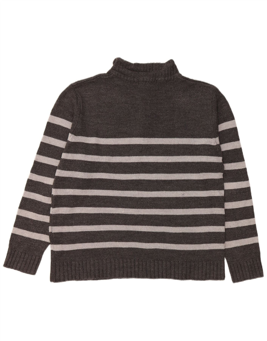 Suéter masculino PIERRE CARDIN com zíper e gola grande acrílico listrado cinza