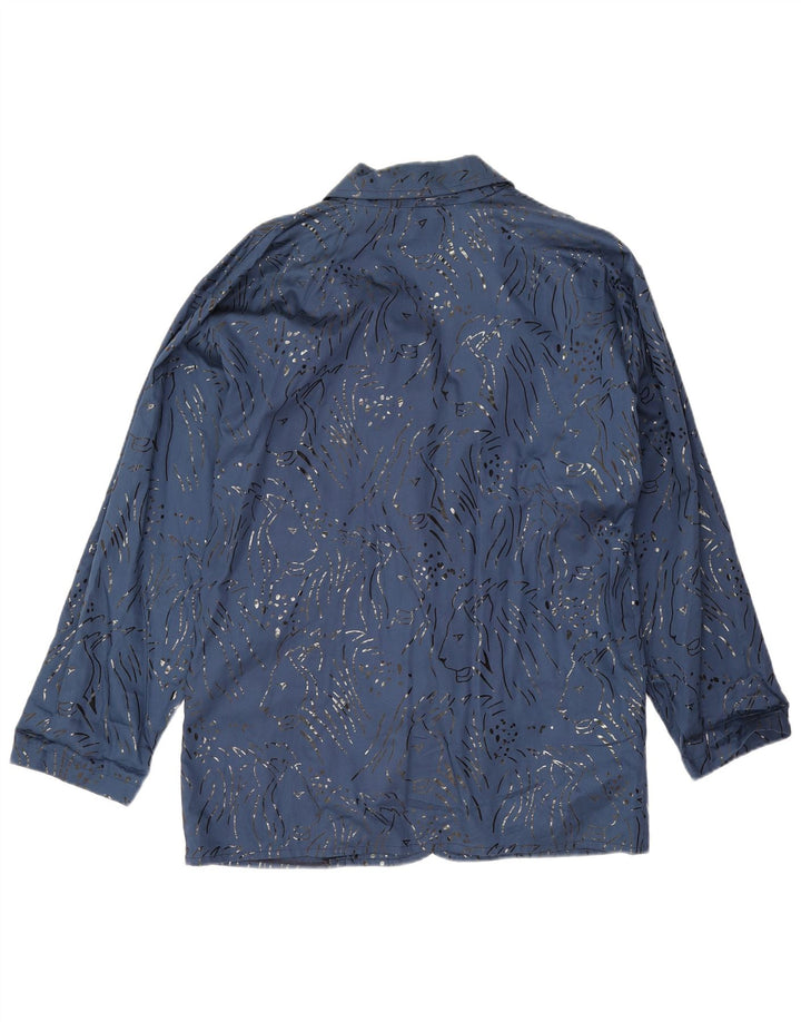 Jaqueta utilitária superdimensionada feminina vintage EU 40 estampa animal azul médio
