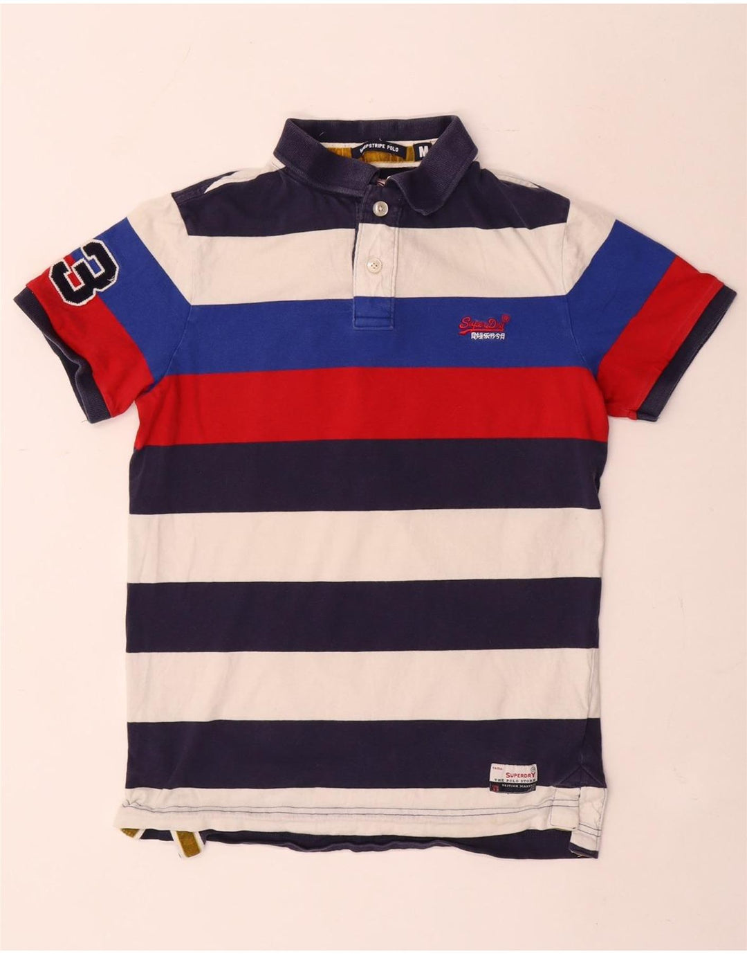Superdry Camisa polo masculina gráfica média algodão listrado multicolorido
