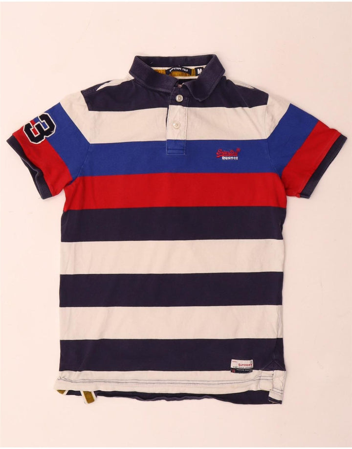 Superdry Camisa polo masculina gráfica média algodão listrado multicolorido