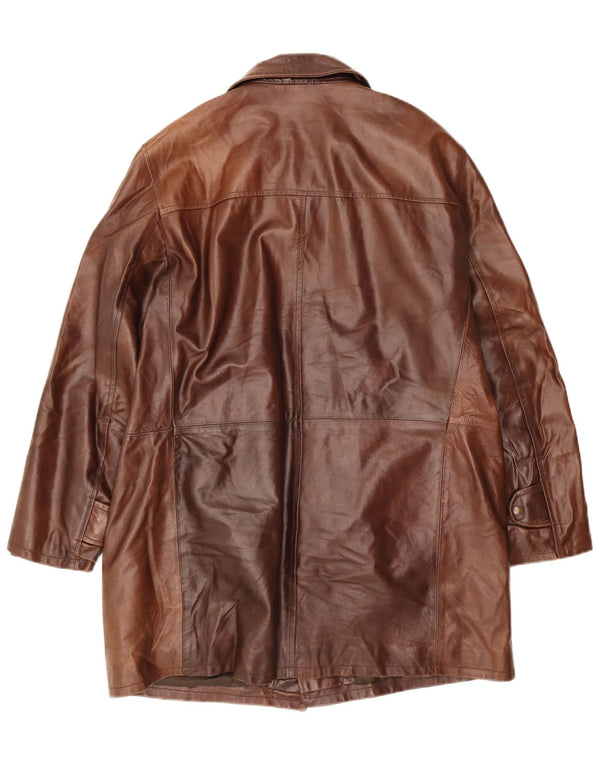 Casaco de couro masculino vintage UK 44 2XL couro marrom