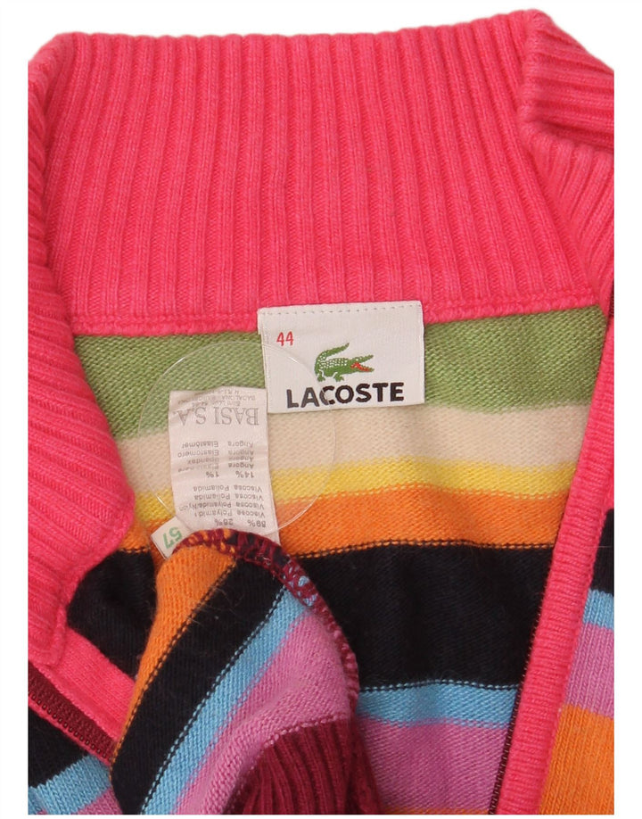 Suéter cardigã feminino Lacoste tamanho 44 grande listrado multicolorido