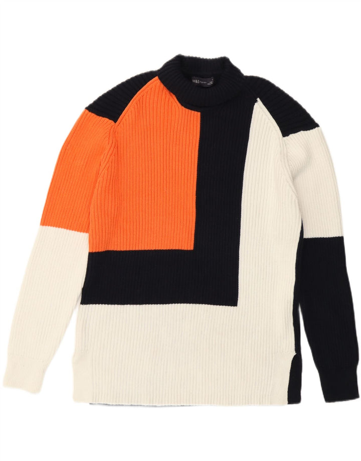 Suéter feminino Marks & Spencer com gola redonda Reino Unido 14 médio azul marinho