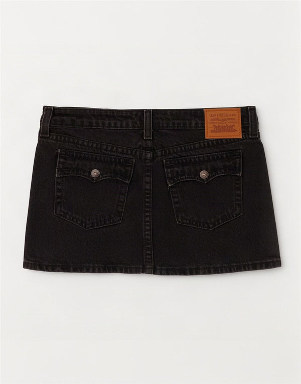 Mini saia jeans feminina Levi's W28 algodão cinza médio