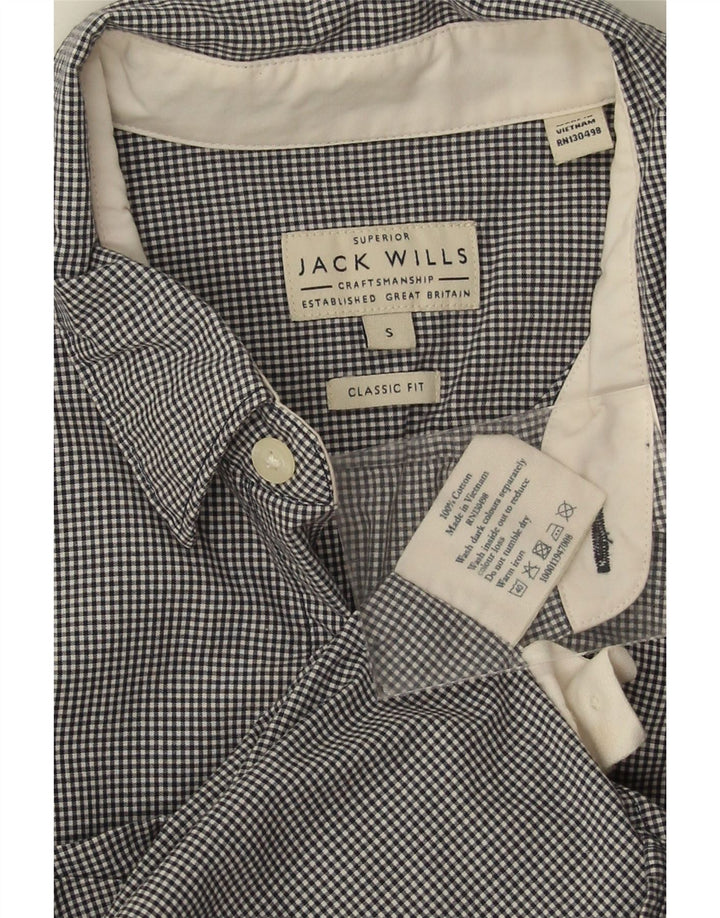 Camisa masculina clássica de ajuste Jack Wills, pequena, preta, algodão guingão